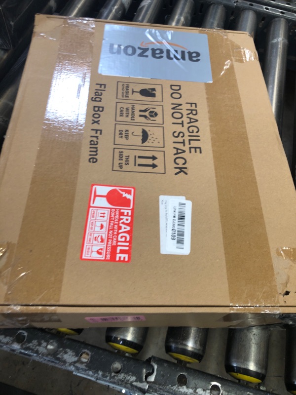 Photo 1 of Flag Case for Small Burial Flag, 3'x5' American Flag Display Case Brown Wood Memorial Flag Veteran Military Medal Pins Shadow Box with Acrylic Covered and Wall Mounted