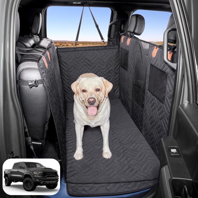 Photo 1 of ABE Dog Car Seat Cover for Back Seat,Seat Covers for Trucks,Dog Hammock for Truck,Back Seat Pet Cover for Dogs,Back Seat Extender for Dogs,Dog Seat Cover for Truck F150 & F-Series (Black, RAM1500)
