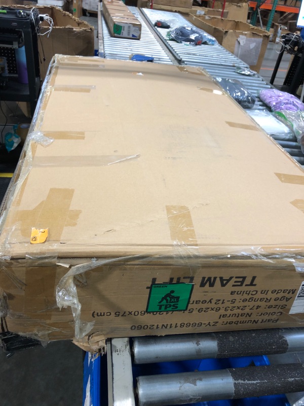 Photo 1 of MORDEER 47.24" Kids Table and Chair Set, Solid Wood Desk with Drawers for Kids, Wooden Desk Hutch with Cork Bulletin Board, Study Table and Chair Set for Bedroom, Study Room, Natural