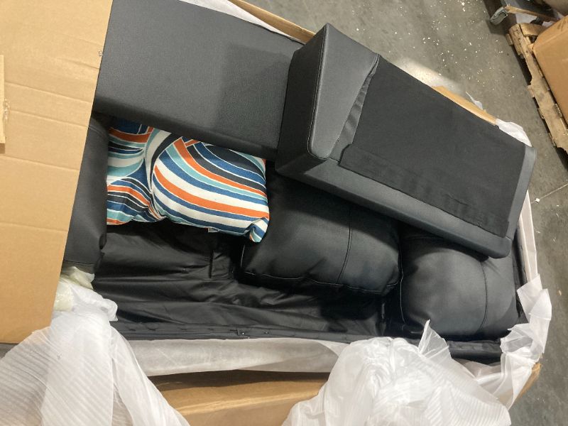 Photo 1 of ONLY RIGHT SIDE CHAISE**ChicFurnit L Shaped Sectional Couches, Leather Modular Sectional Sofa with Ottoman Storage, Modern Lounge Sofa with Chaise for Living Room, Bedroom, Small Spaces, Black