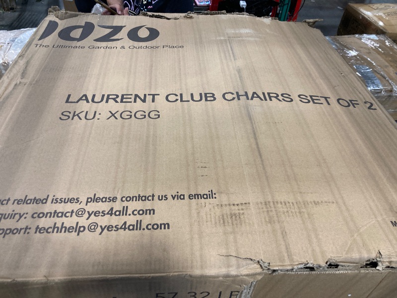 Photo 1 of **DAMAGE TO THE BOX***IDZO Club Chairs Laurent 500lbs Capacity Acacia Outdoor Set of 2, FSC Teak Finish Patio Furniture Sets with 3.9in Thick Cushion, Appropriate for Garden Porch, Wood_Beige