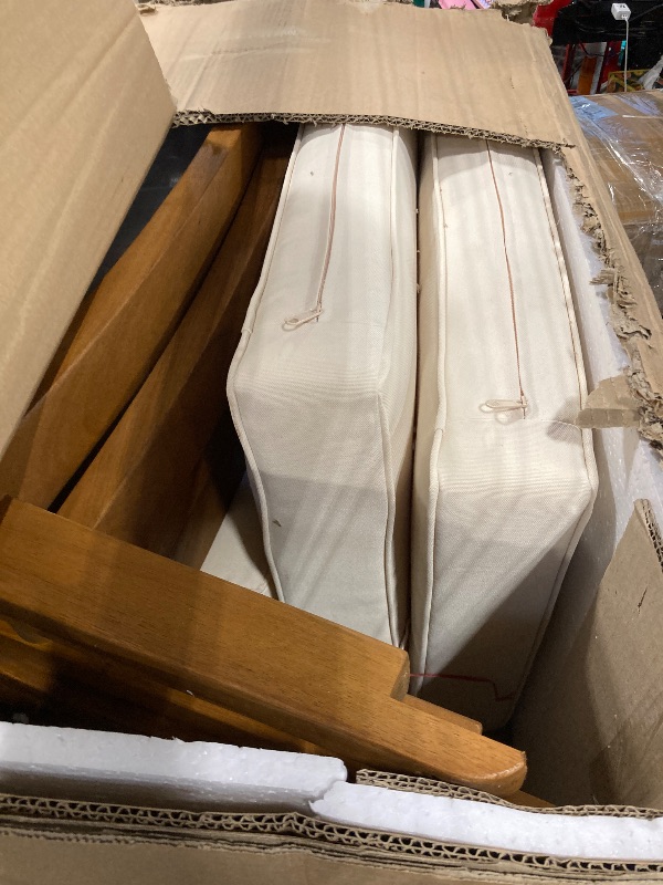 Photo 1 of **DAMAGE TO THE BOX***IDZO Club Chairs Laurent 500lbs Capacity Acacia Outdoor Set of 2, FSC Teak Finish Patio Furniture Sets with 3.9in Thick Cushion, Appropriate for Garden Porch, Wood_Beige