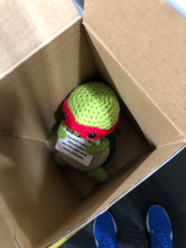 Photo 1 of Positive Turtle, Small Handmade Crochet Animals Cute Funny Emotional Support Turtle Doll Knitted Toy Ornament Inspirational Gifts for Christmas Birthday Party Desk Decor