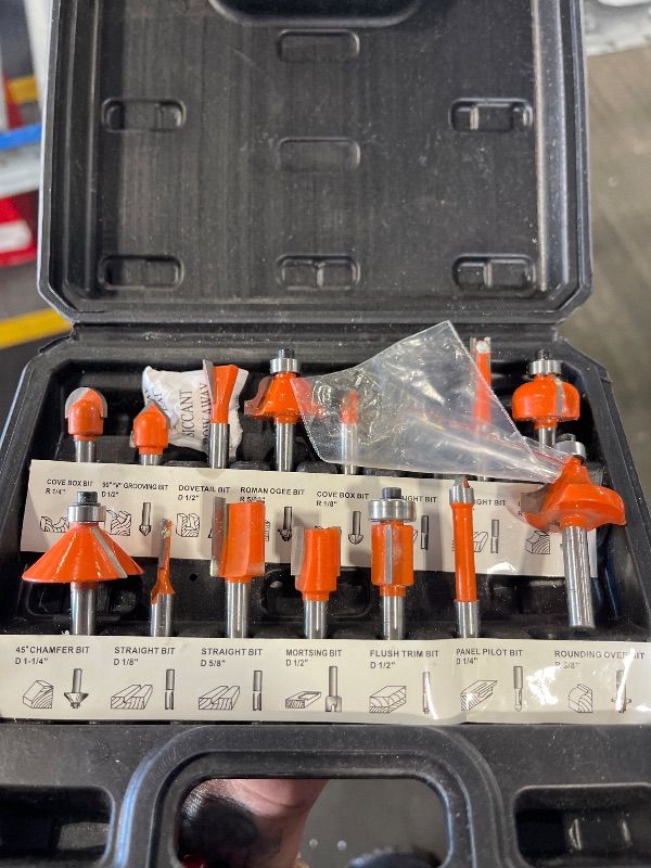 Photo 1 of ***only bits set, sell for parts, price locked*** THINKWORK Compact Router, 6.5-Amp 1.25 HP Compact Wood Palm Router, Wood Trimmer with 15 pieces 1/4" Router Bits Set, 30000R/MIN