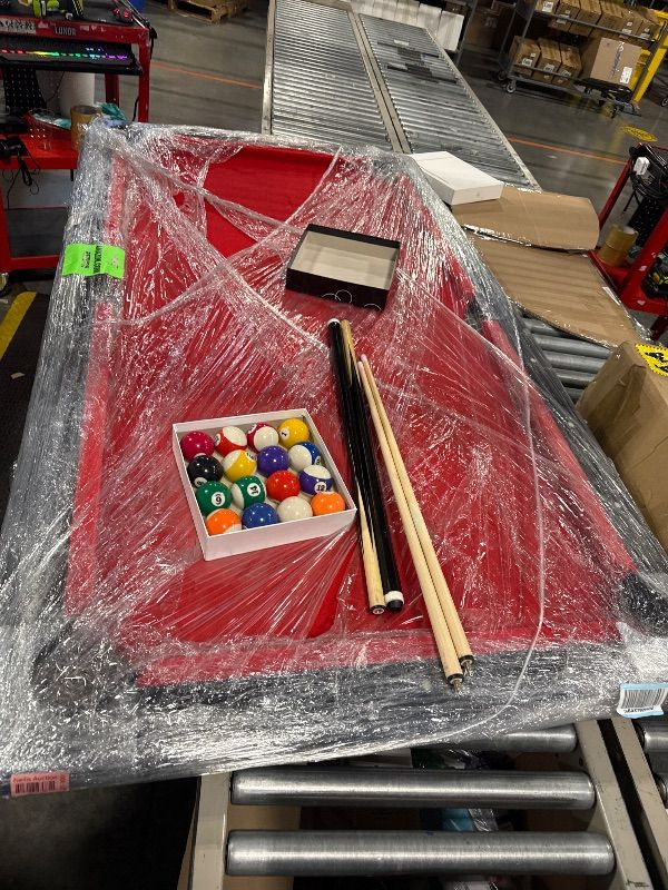 Photo 1 of VEVOR Billiards Table, 6.3 ft Pool Table, Portable Foldable Space-Saving Table, Billiard Table Set Includes Balls, Cues, Chalks and Brush, Black with Red Cloth, Perfect for Family Game Room Kid Adult