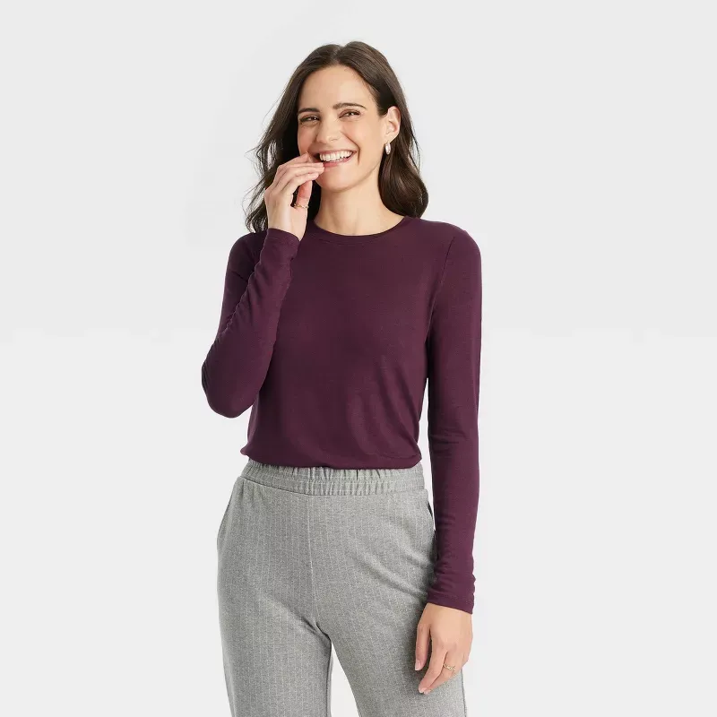 Photo 1 of ***MEDIUM SIZE, price locked, item price is $18*** Women's Long Sleeve Brushed Knit T-Shirt - A New Day™