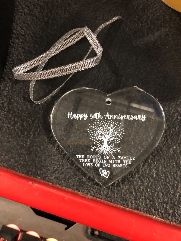 Photo 1 of 50th Wedding Anniversary Ornaments - Happy 50th Wedding Anniversary Decorations - Christmas Ornament Gift for Couple - Glass Ornament
