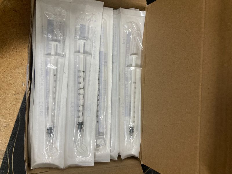 Photo 1 of 50 Pcs 1ml Syringes with Caps Oral Dispenser Individually Sterile Warpped for Medicine Dropper, Colostrum Collect Feeding Pets, Liquid