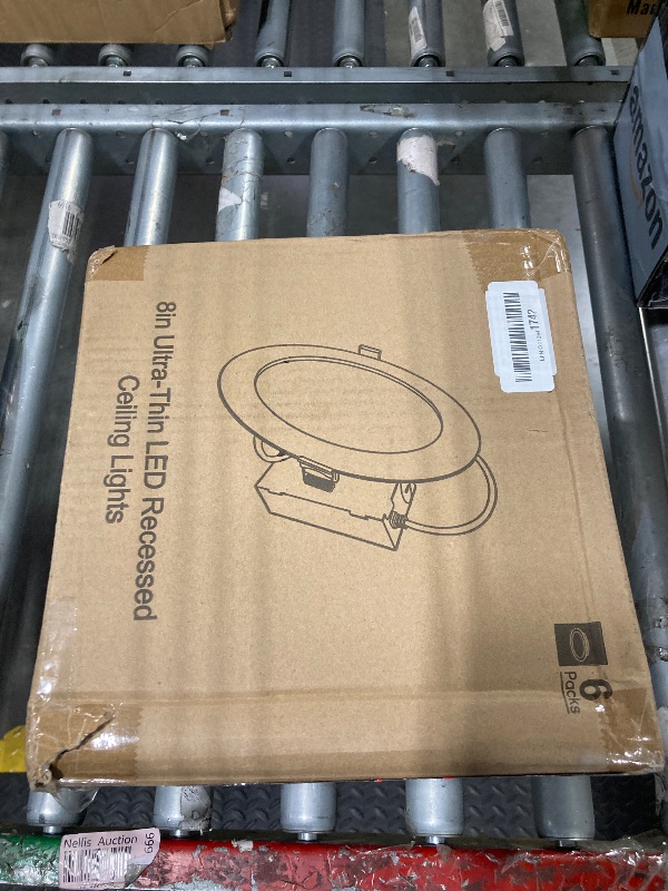 Photo 1 of BesLowe 6 Packs 8 Inch 5CCT LED Recessed Ceiling Lights Ultra-Thin with Junction Box, 12W 150W Eqv, 3000K/3500K/4000K/5000K/6500K, 1200LM Dimmable Canless Downlights for Kitchen Hallway Dining Room