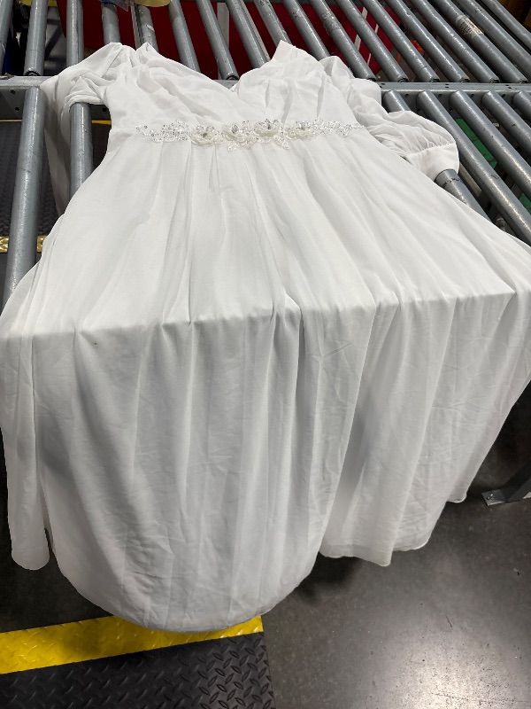 Photo 1 of ***SIZE 18W, need clean*** Pinup Fashion Women Plus Size Wedding Dress Long Sleeve White Bridal Shower Formal Chiffon Bride Elegant Wrap Ruched A-Line Maxi Dress