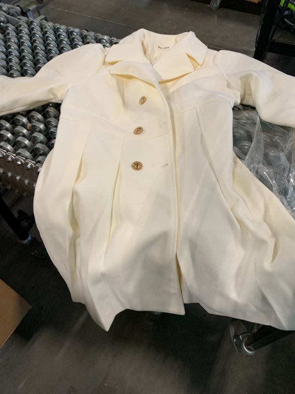 Photo 1 of GRACE KARIN Long Trench Coat for Women Lapel Double-Breasted A Line Jacket White 2XL