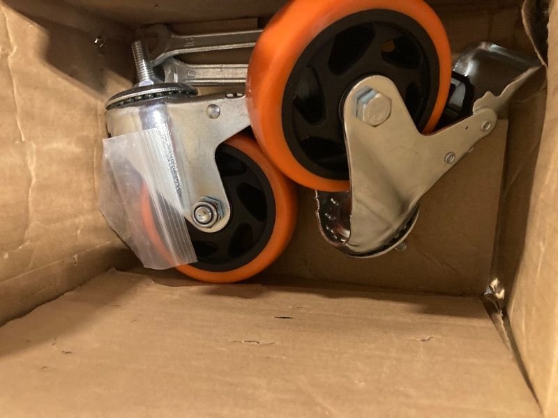 Photo 3 of ****PARTS ONLY***
Heavy Duty Stem Caster Wheels M10-1.5X25mm Dual Locking No Noise PVC Threaded Stem Caster Wheels Pack of 4 for Workbench, Dolly, Furniture (4 Inch, Orange)