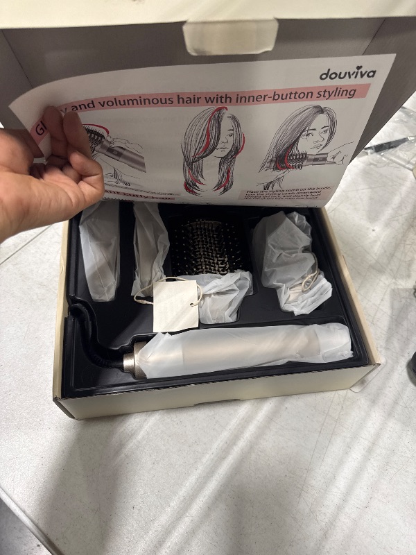 Photo 1 of **USED**6 in 1 Hair Air Styler, Ionic Hair Dryer Brush Frizz- Free Hot-Air Auto Wrap Curlers, Multi Hair Styler, Blow Dryer for Fast Drying Straightening Volumizing Curling Styling (6-in-1 Set, Light Silver)