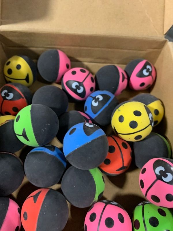 Photo 1 of 24 Pcs Ladybug Bouncy Balls Ladybug Party Favors Small 32 Mm/ 1.3 Inch Rubber 6 Colors Anxiety Fidget Sensory Bouncing Balls for Kid Carnival Prizes Birthday Gift Bag Filling