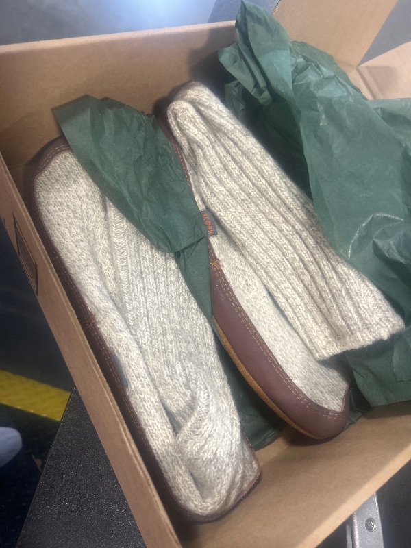 Photo 1 of Acorn Unisex Slipper Socks, Flexible Cloud Cushion Footbed with a Suede Sole, Mid-Calf Length, Light Grey Ragg Wool, 12-13 US Men