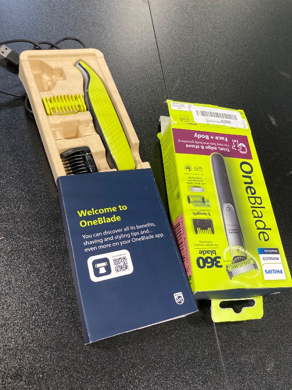 Photo 1 of Philips Norelco OneBlade 360 Hybrid Face + Body, Electric Beard Trimmer, Shaver and Body Groomer, with 360 Blade Technology, 1x 360 Blade for Face, 5in1 Adjustable Comb, 1x Body Kit, Model QP2834/70