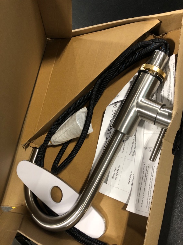 Photo 1 of Kitchen Faucets, Kitchen Faucet with Pull Down Sprayer, High Arc Single Handle Kitchen Sink Faucet with Water Lines, Brushed Nickel Kitchen Faucet with Sprayer, RV Kitchen Sink faucets