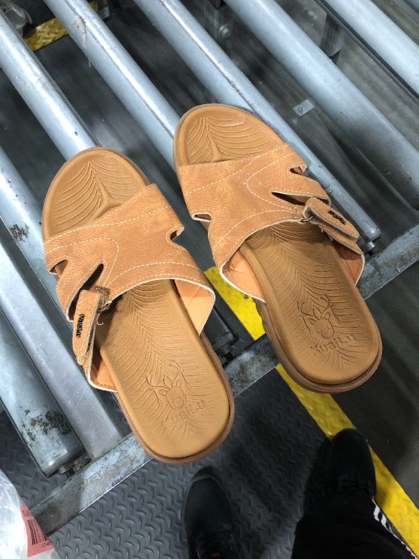 Photo 1 of ***SIZE 7*** KuaiLu Womens Fashion Orthotic Slides Ladies Lightweight Athletic Yoga Mat Sandals Slip On Thick Cushion Slippers Sandals With Comfortable Plantar Fasciitis Khaki 7