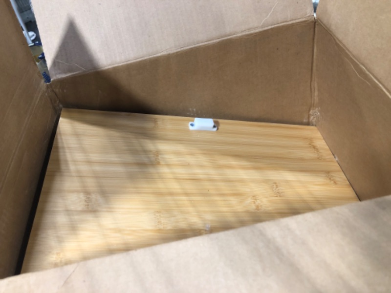 Photo 1 of Double Layer Bread Box for Kitchen Countertop,Large Bread Box for Kitchen Counter,Bamboo Wood Bread box Capacity Storage Bin(White)