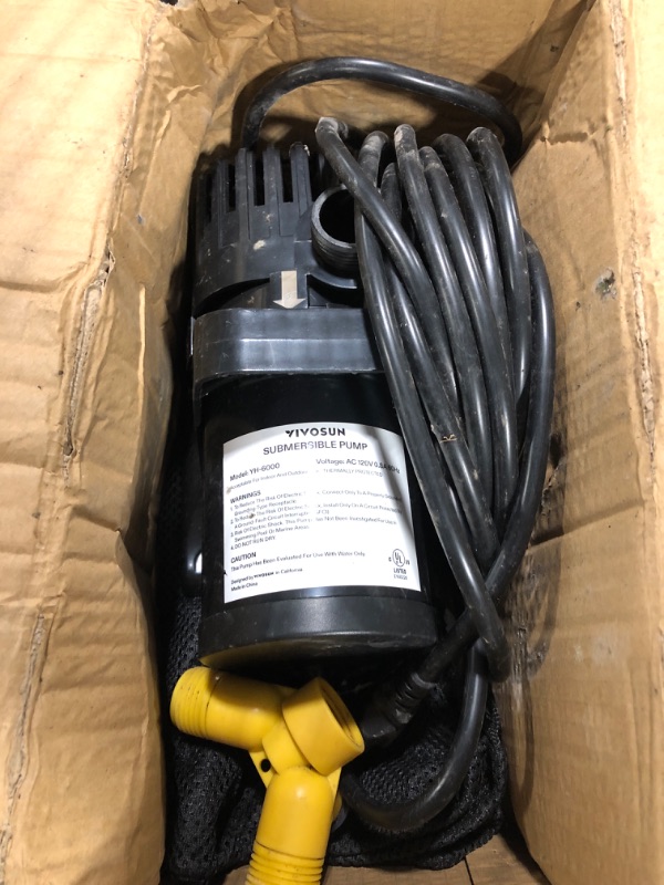 Photo 1 of ** dirty***VIVOSUN 1800 GPH Submersible Water Pump with Barrier Bag, 100W Pond Pump with 14FT. Lift Height, Ultra Quiet Aquarium Pump for Pond, Waterfall, Fish Tank, Statuary, Hydroponic