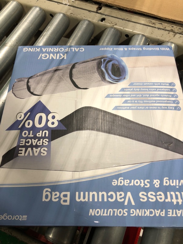 Photo 1 of King Sized Mattress Vacuum Bag with Blue Zipper, Mattress Storage Bag with Straps