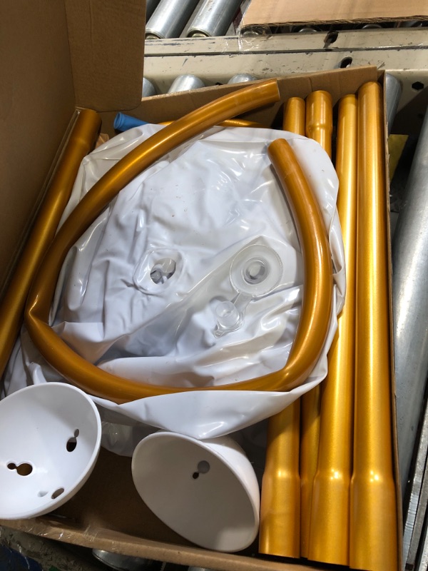 Photo 1 of AerWo Balloon Arch Kit 8.2ft+6ft, Gold Half Balloon Arch Stand with Base, Free Bending Top Curve Balloon Arch Frame Stand for Floor, Perfect Birthday Wedding Halloween Christmas Party Decorations