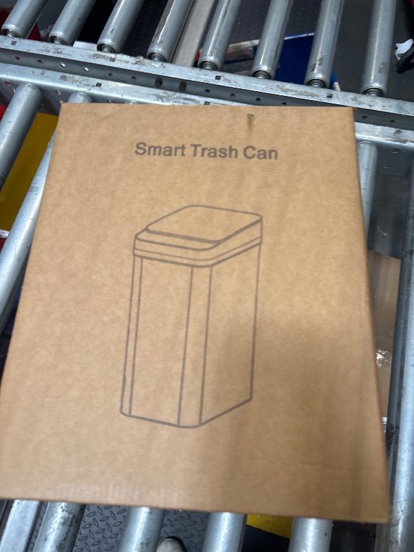 Photo 1 of Anborry Smart Touchless Bathroom Trash Can 2.2 Gallon Automatic Motion Sensor Rubbish Can with Lid Electric Narrow Small Garbage Bin for Kitchen, Office, Toilet, Bedroom (Grey)