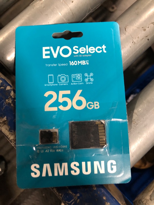 Photo 1 of SAMSUNG EVO Select microSDMemory Card + Adapter, 32GB microSDXC, Up-to 160 MB/s, 4K UHD, UHS-I, C10, U3, V30, A2, for Mobile Phone, Smartphones, Nintendo-Switch, and Tablets (MB-ME256SA/AM)