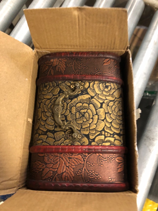 Photo 1 of 3-Set Wood Treasure Chest Decorative Boxes with Flower Motifs - Vintage Style Small Treasure Box Set for Jewelry, Coin Collection, Bathroom and Home Décor (3 Sizes)