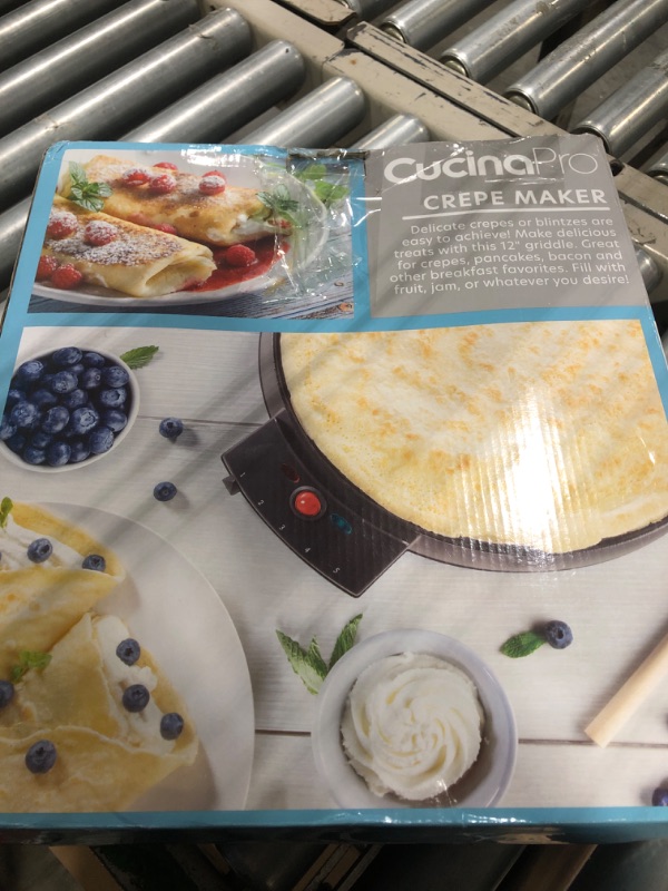 Photo 1 of 12" Griddle & Crepe Maker, Non-Stick Electric Crepe Pan w Batter Spreader & Recipe Guide- Dual Use Hot Plate for Blintzes, Eggs, Pancakes- Portable, Adjustable Temperature Settings - Breakfast Gift