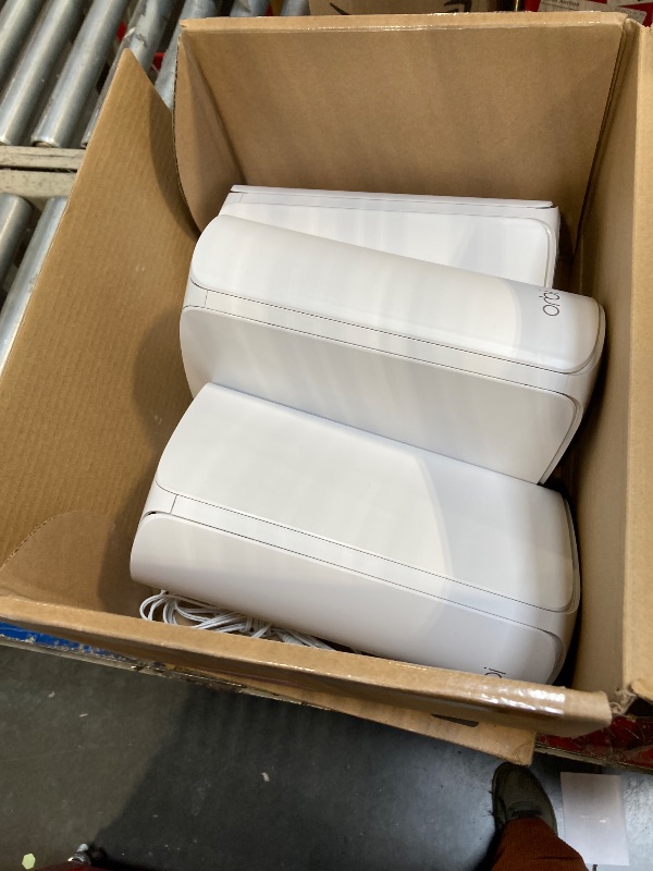 Photo 1 of NETGEAR Orbi 770 Series Tri-Band WiFi 7 Mesh Network System (RBE773) - Router + 2 Satellite Extenders, Security Features, Up to 11Gbps, Covers up to 8,000 sq. ft., 100 Devices, 2.5 Gig Internet Port