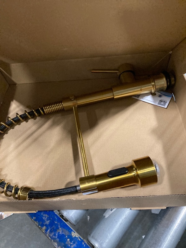 Photo 1 of Havin Gold and Black Kitchen Faucet with Pull Down Sprayer, High Arc Stainless Steel Material, with cUPC Ceramic Cartridge,Without Deck Plate,Fit for 1 Hole Kitchen Sink or Laundry Sink