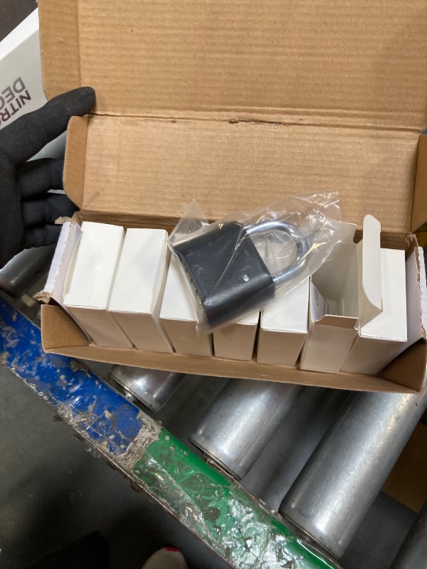 Photo 1 of Guliffen 7 Pack Combination Lock 4 Digit Locks with Code Outdoor Weatherproof Padlock, Locks of Metal for Gate, Shed, Storage Unit (Black)