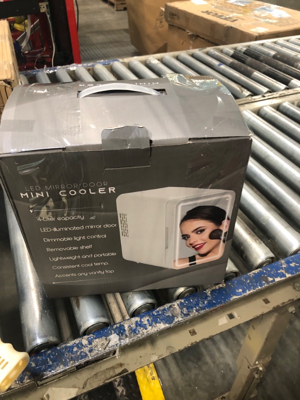 Photo 1 of BOGDA Mini Skincare Fridge (4 Liter/6 Can) with Dimmable LED Light Mirror, Cooler and Warmer for Refrigerating Make Up, Skin Care and Food, Portable Mini Fridge for Bedroom, Office and Car, Grey