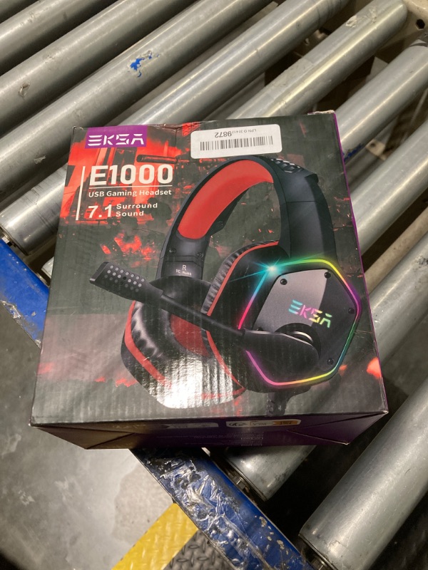 Photo 1 of EKSA E1000 Gaming Headset, Computer Headphones with Noise Canceling Mic & RGB Light, 7.1 Surround Sound, Compatible with PC, PS4 PS5 Console, Laptop (Red)