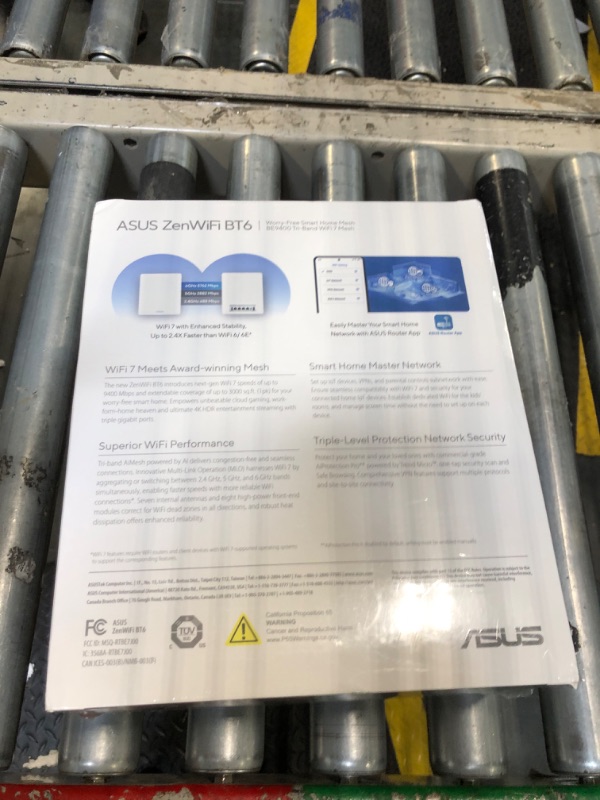 Photo 1 of ***SEALED, SINGLE UNIT***ASUS ZenWiFi BT6 Tri-Band WiFi 7 Mesh, 9.4 Gbps, 7600 sq.ft. (3pk), 2.5G WAN Port, Security and Parental Controls Included, Smart Home Master SSIDs, 4G & 5G Mobile Tethering- BT6 (W-3-PK)