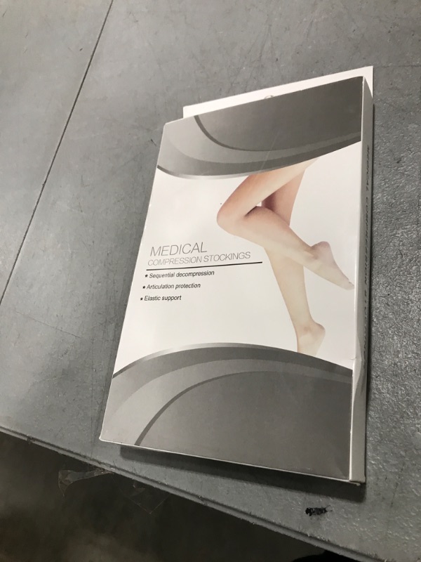 Photo 1 of Medical Compression Thigh High Anti Embolism Stockings 15-20mmHg, for Edema, Varicose Veins, Swelling with Inspection Hole, Women & Men