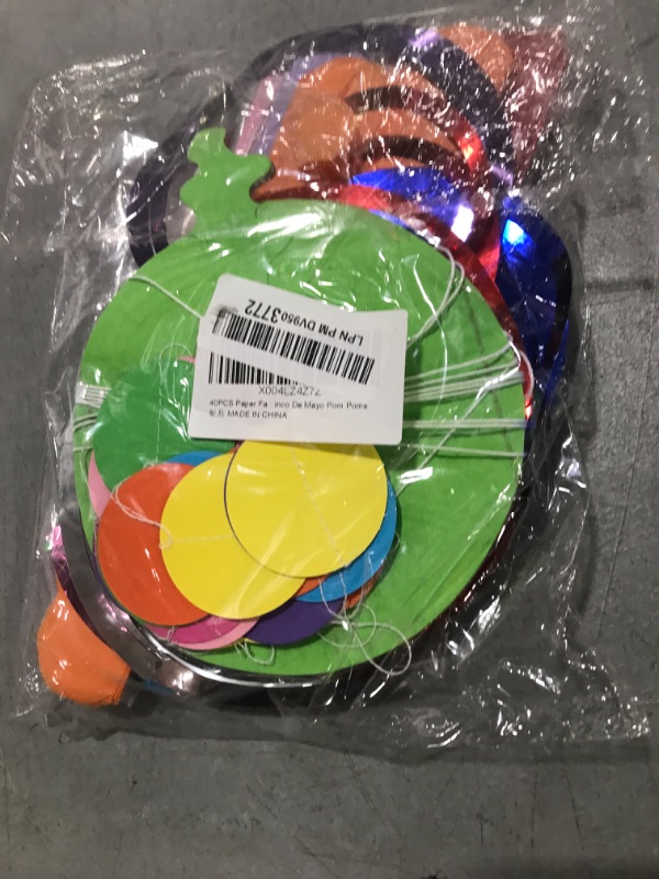 Photo 1 of 40PCS Fiesta Decorations Cinco De Mayo Decorations Multi-Fiesta Paper Fans Party Decorations Set Pom Poms Hanging Swirls for Birthday Wedding Rainbow Mexican Party Decor Supplies