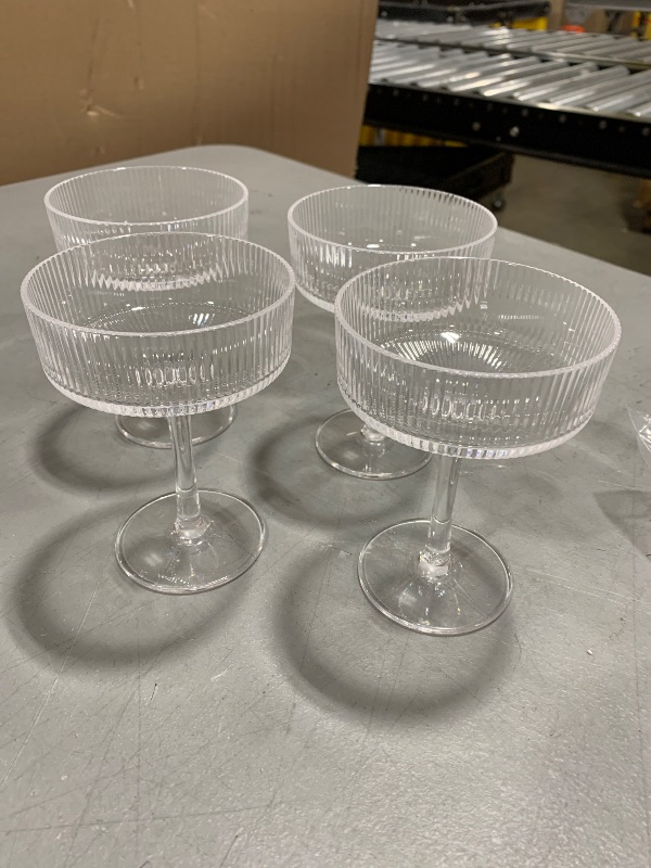 Photo 1 of Ribbed Coupe Glasses, 10 oz Martini Glasses, Classic Vintage Cocktail Galssware, Pefect for Cocktail, Champagne and Gift