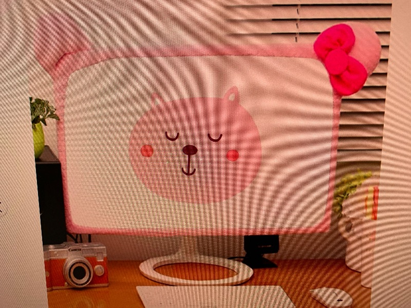 Photo 1 of 20''-29'' Computer Monitor Cover with Cat Ear Design Furry Kawaii Pink Monitor Dust Cover Elastic Dustproof for PC Tablet TV