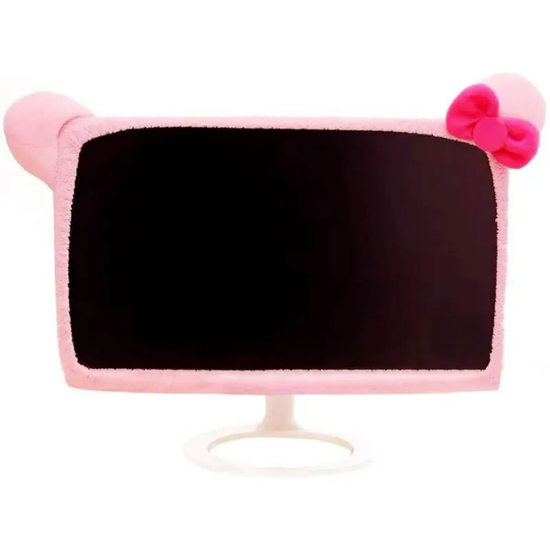 Photo 1 of 20''-29'' Computer Monitor Cover with Cat Ear Design Furry Kawaii Pink Monitor Dust Cover Elastic Dustproof for PC Tablet TV