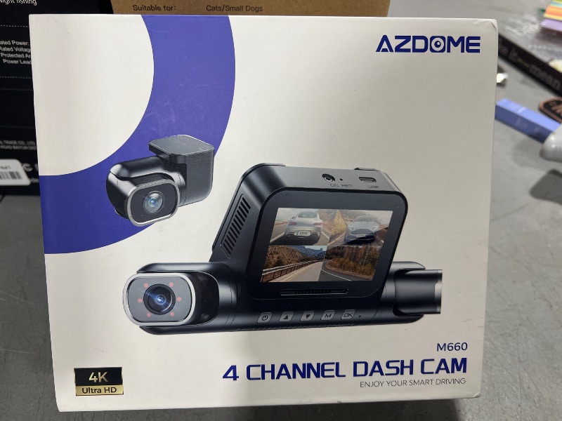Photo 1 of AZDOME 360° 4 Channel Dash Cam, Built-in 128GB eMMC, 2K+1080P*3 Dashcam Front and Rear Inside Left Right, Voice Control, 5G WiFi Dash Camera for Cars with 4 Adjustable Lenses, IR Night Vision, M660