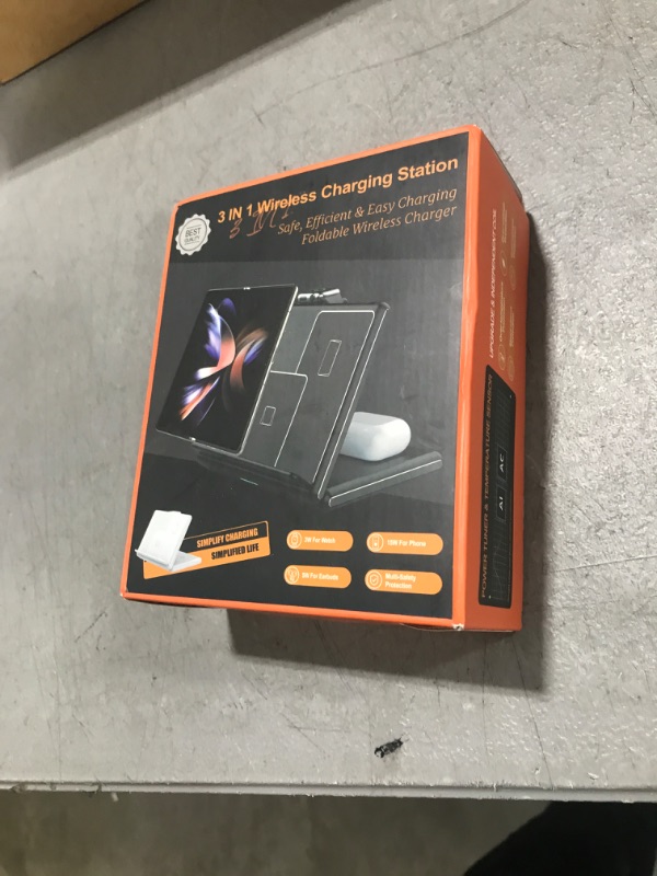 Photo 1 of Wireless Charger for Samsung/Android, 3 in 1 Foldable Phone Charging Station/Stand for Galaxy Z Fold/Flip 6/5/4, S25/S24/S23/S22, Travel Watch Charger for Samsung Watch 7/6/5/4,for Buds3/2 Pro(Black)