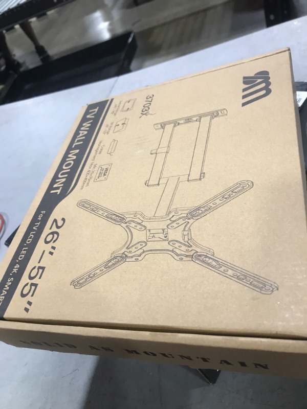 Photo 1 of Full Motion TV Wall Mount for Most 26-55 Inch TVs, Corner Wall Mount TV Bracket with Tilt Swivel and Articulating, Single Stud Center Design Fits Flat/Curved TVs, Max VESA 400x400mm Up to 77 lbs