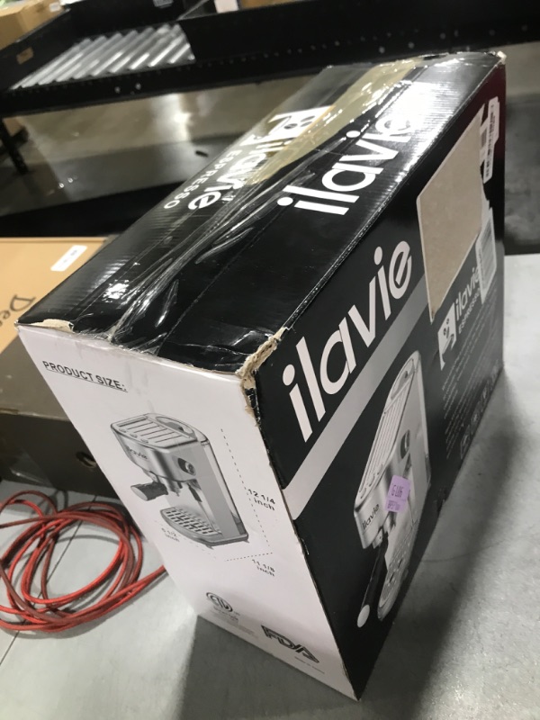 Photo 1 of ILAVIE 20 Bar Espresso Machine for Home, Professional Espresso Coffee Maker, Cappuccino, Latte Machine, with 40oz Detachable Water Tank, Stainless Steel,1350W
