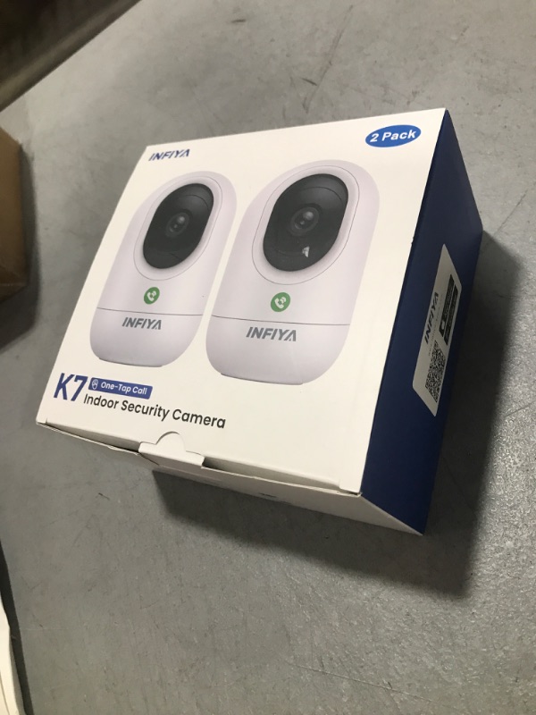 Photo 1 of INFIYA 2K Security Camera Indoor-360 Cameras for Home Security and One-Tap Call, Elderly/Cat/Baby/Nanny, Motion Alert, Intelligent Tracking, 2.4GHz WiFi Only, Work with Alexa/Google Home, K7 2Pack