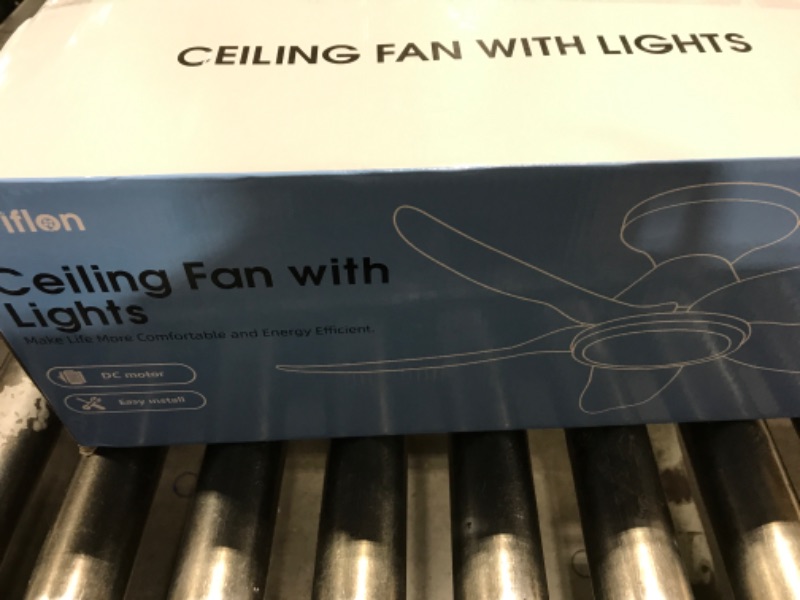 Photo 1 of Kviflon 46 inch Ceiling Fans with Lights and Remote/APP Control, Modern Flush Mount Ceiling Fans with 5 Reversible Blades 6 Speeds, 3 Colors Dimmable+Ring Lights for Bedroom Dining Room, Black