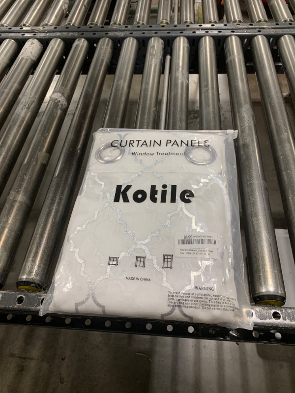 Photo 1 of Kotile Silver White Sheer Curtains 95 Inch Length 2 Panels Metallic Geometric Ogee Shimmer Sheer Curtains W52 x L95 Inch