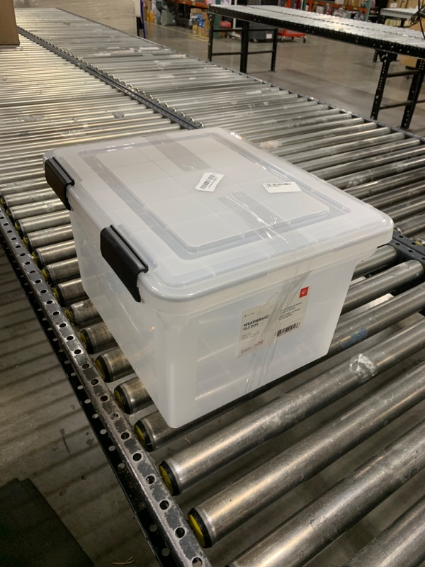 Photo 1 of IRIS USA Plastic File Letter/Legal, Water Resistant Document Box, Durable Lid, Seal w/Secure Latching Buckles, Clear