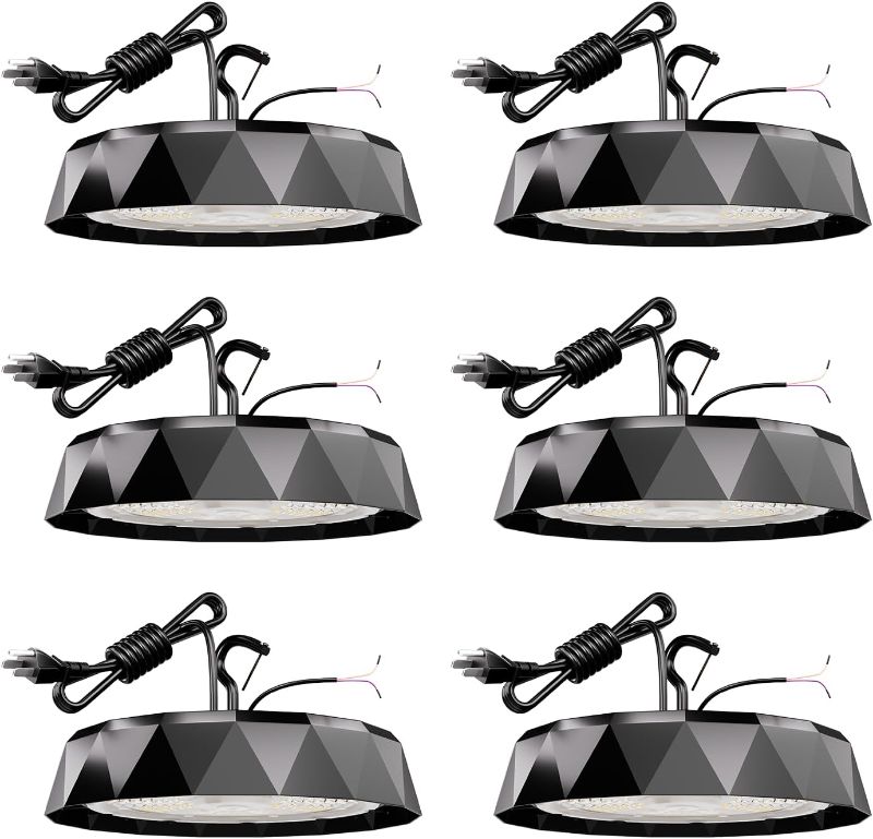 Photo 1 of AIKVSXER UFO LED High Bay Light 280W 6Pack, Super Bright 44800LM High Bay Led Shop Lights for Workshop Warehouse Garage, 0-10V Dimmable, 5000K Daylight